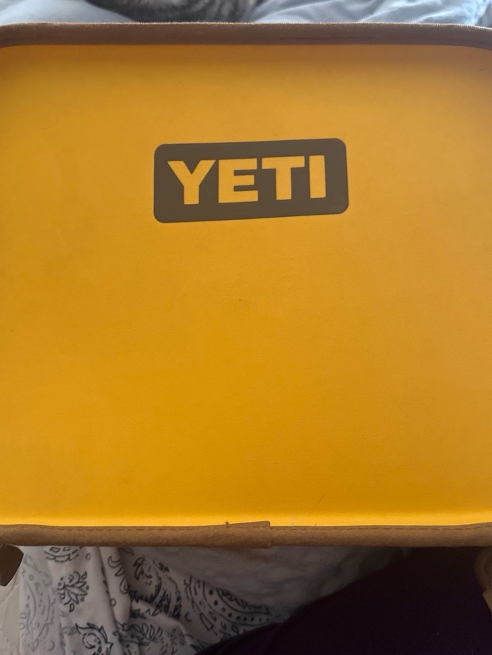 Yeti Yellow Soft Cooler Insert with Tan Trim lunch bag.
